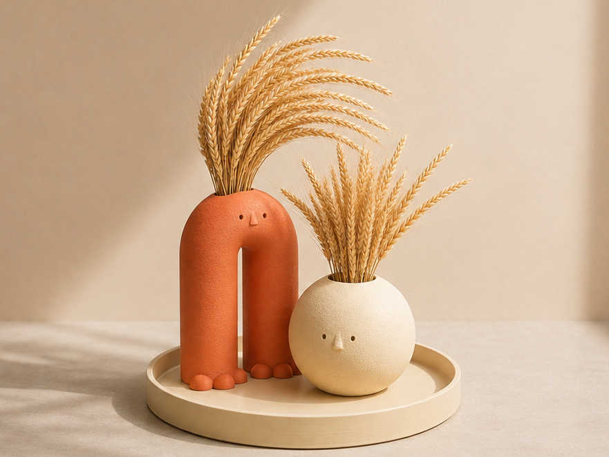 Face Vase Set with Tray