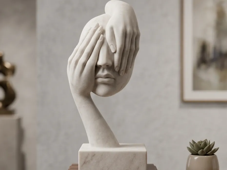 Scultura Surrealista con Volto Velato