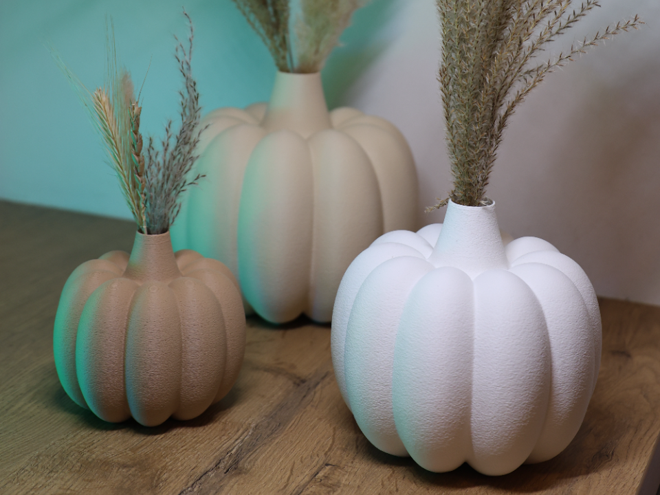 Fuzzy Pumpkin Vases